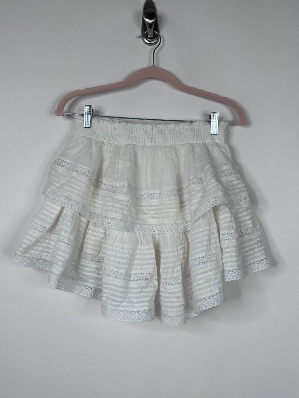 2/$30 Aerie Rock 'n' Ruffle Cotton Skirt Tiered Ruffle Lace White Medium #A1959 - Picture 6 of 10